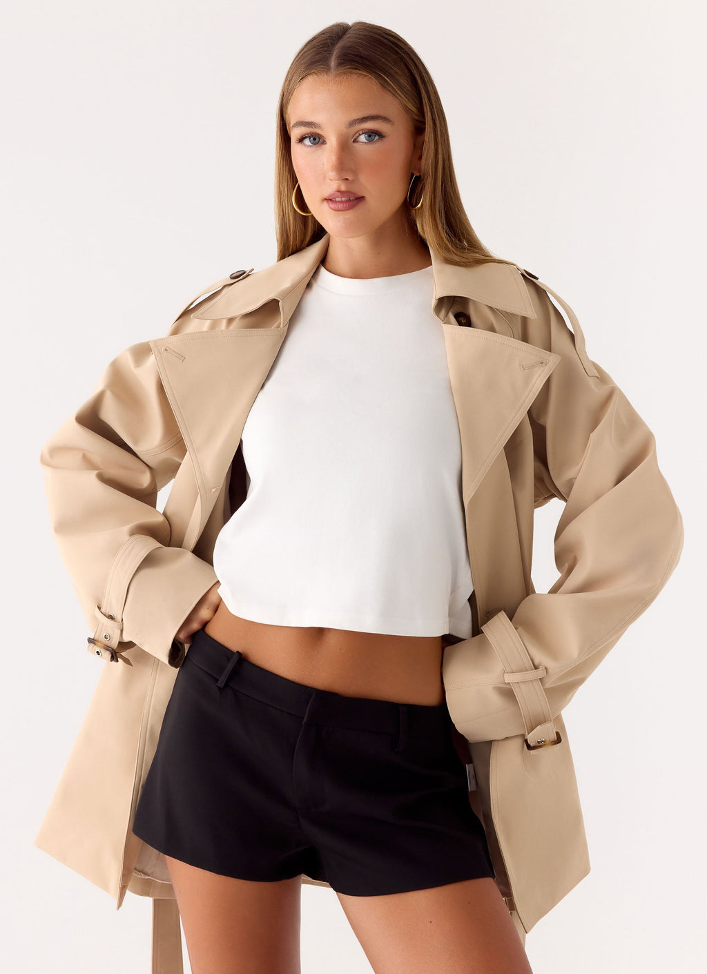 Jackie Mini Trench Coat - Tan