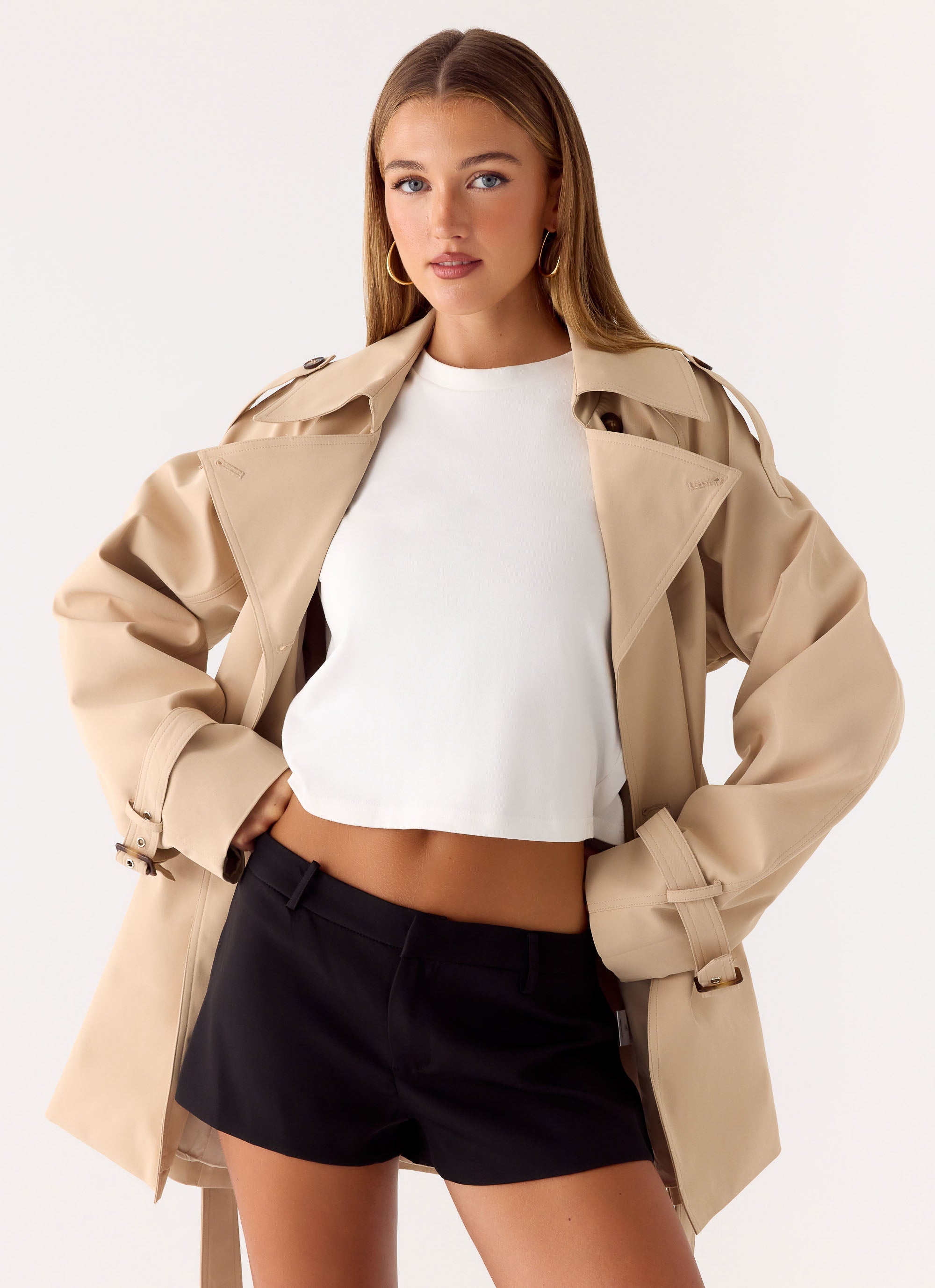 Jackie Mini Trench Coat - Tan